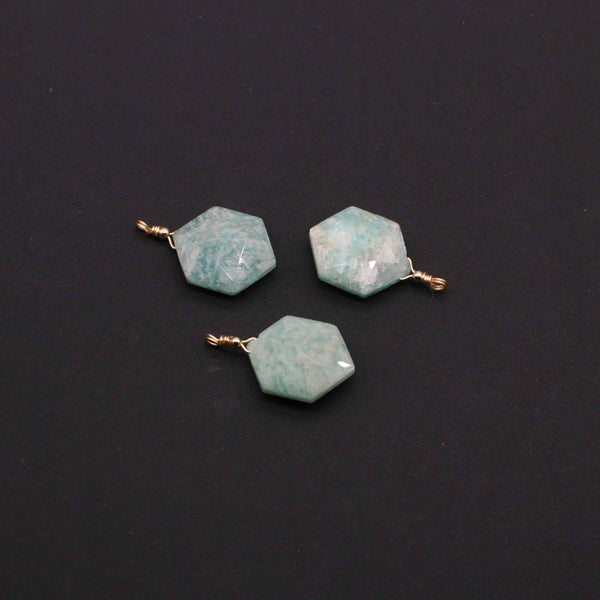 Gemstone Hexagonal Pendant With Gold Handmade Hook For Jewelry Fitting Accesories: price for per 5pcs