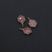 Gemstone Hexagonal Pendant With Gold Handmade Hook For Jewelry Fitting Accesories Price For 5 pcs