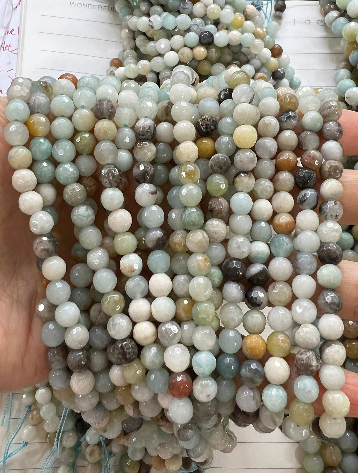 Faceted Natural Stone Of Mix Amazonite: our price is for per 5 strands
