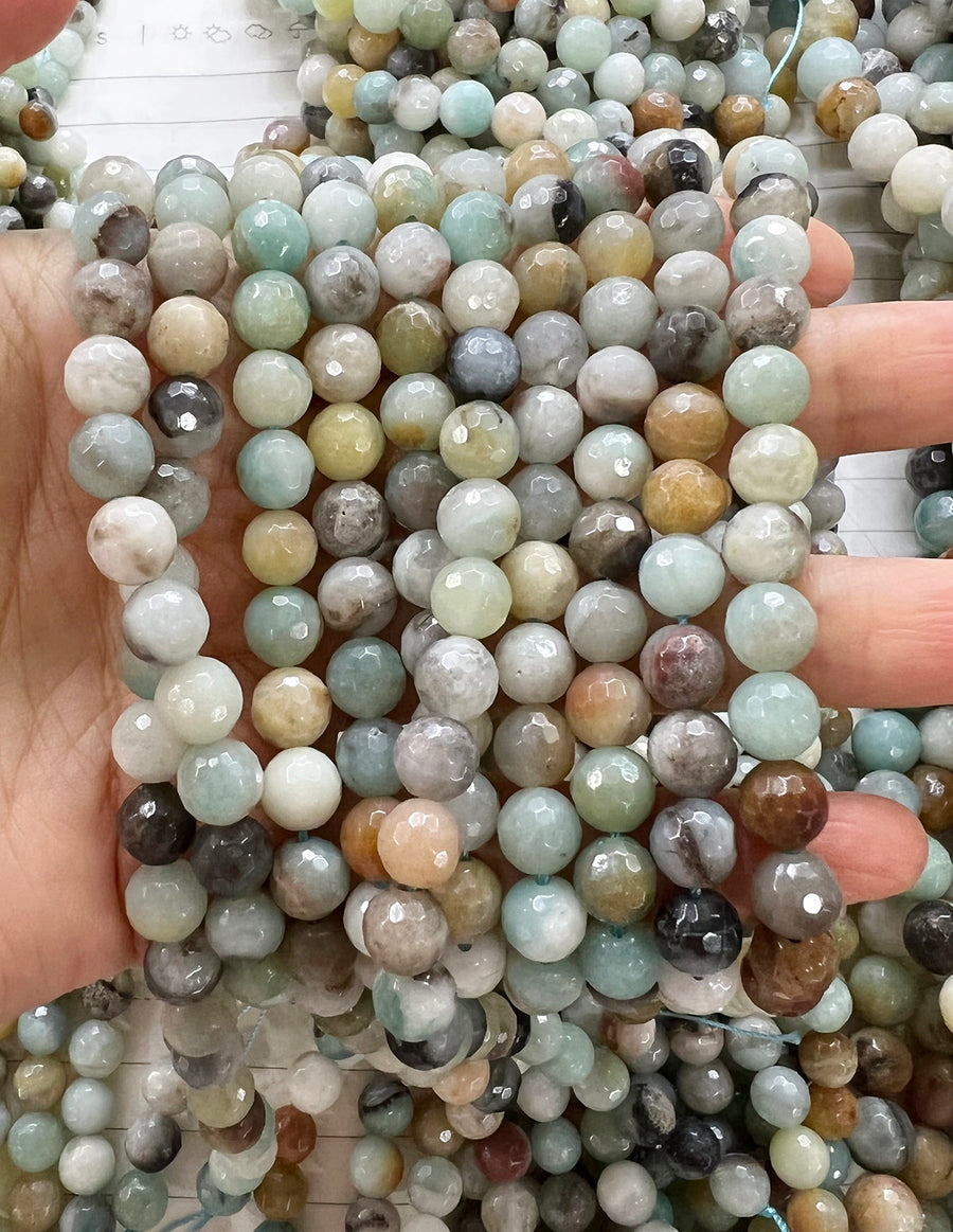 Faceted Natural Stone Of Mix Amazonite: our price is for per 5 strands