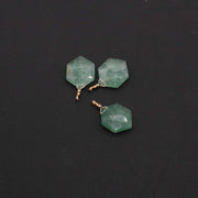 Pingente hexagonal de pedras preciosas com gancho artesanal dourado para acessórios de montagem de joias preço para 5 peças