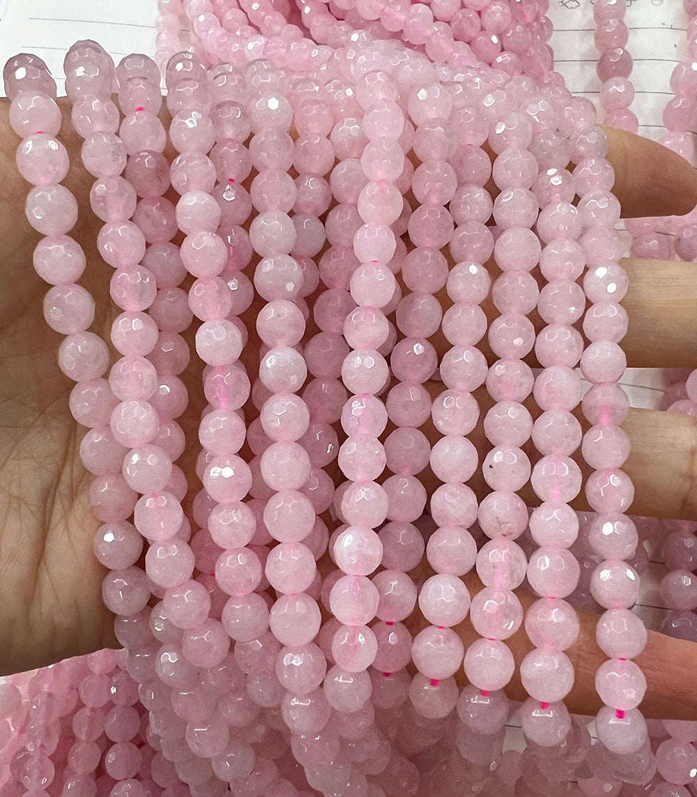 Faceted Natural Stone Of Rose Quartz: our price is for per 5 strands