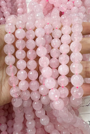 O preço da pedra natural facetada de quartzo rosa é para 5 fios