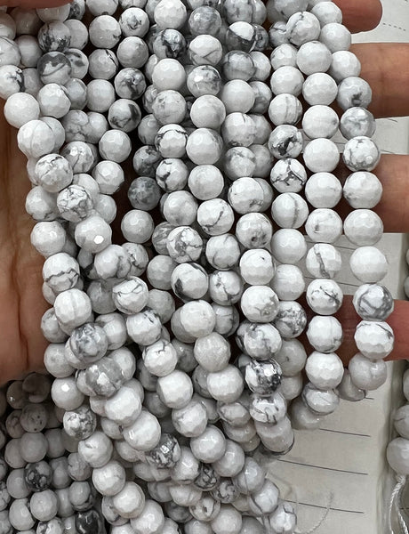 Faceted Natural Stone Of Howlite: our price is for per 5 strands