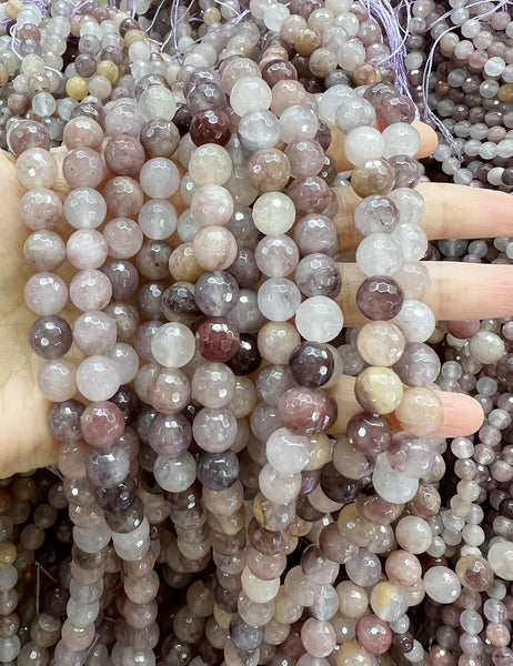 Faceted Natural Stone Of Violet Jasper: our price is for per 5 strands
