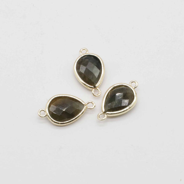 12x20 Gemstone Faceted Drop Shape Connector With Gold Plated Edge For Jewelry Fitting Accesories Decoration Price For 5 pcs