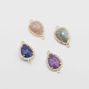 13x23 Gemstone Faceted Drop Shape Connector With Gold Plated Edge For Jewelry Fitting Accesories Decoration
