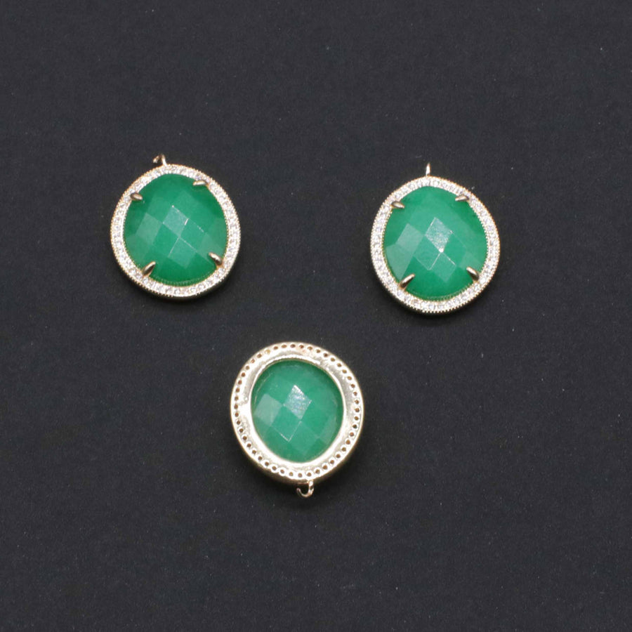 17x22 MM China Jade Faceted Irregular Shape Pendant With Gold Plated Edge Jewelry Fitting Accesories
