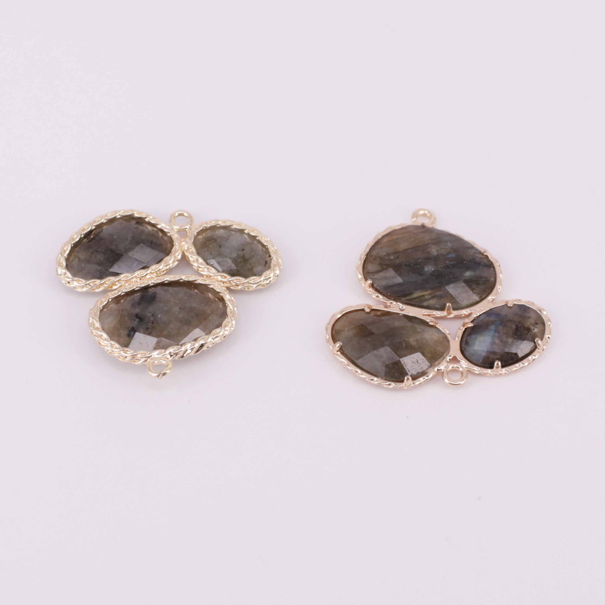 30x33MM China Jade Faceted Dog Claw Print Shape Gold Plated Edge Connector Jewelry Fitting Accesories