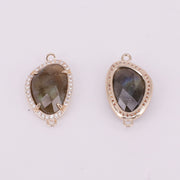 14x25MM Gemstone Faceted Irregular Connector With Gold Plated Edge For Jewelry Fitting Accesories
