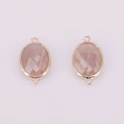 13x18 MM Faceted Gemstone Oval Connector With Gold Plating Edge Jewelry Design Fitting Accessories