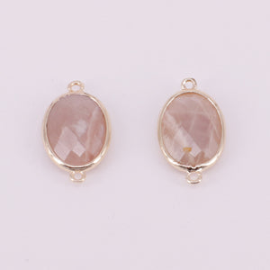 13x18 MM Faceted Gemstone Oval Connector With Gold Plating Edge Jewelry Design Fitting Accessories