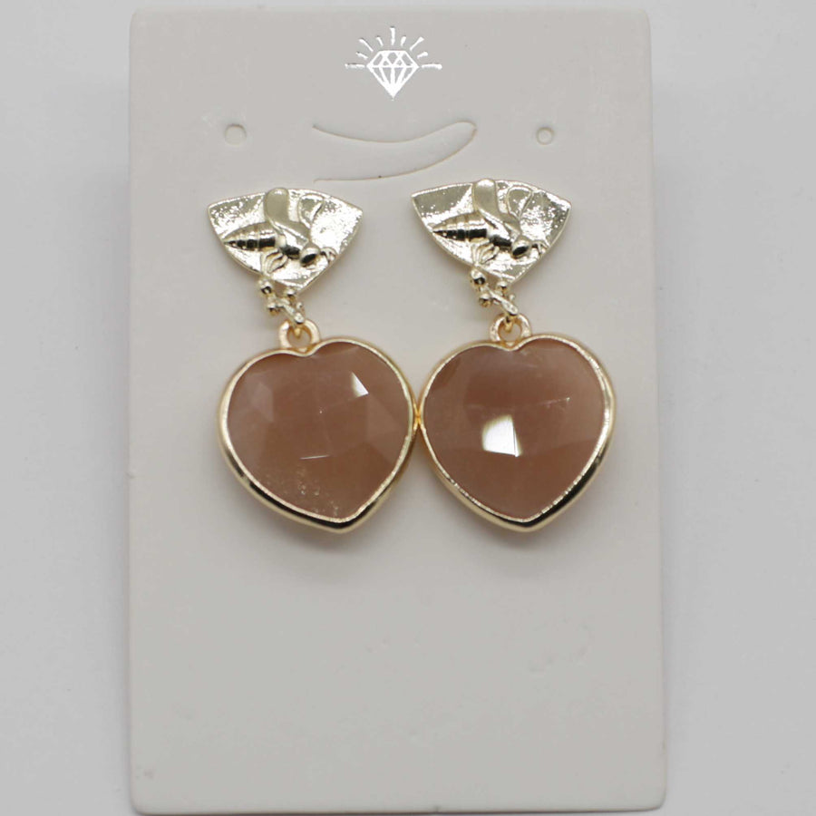 Fashion Gemstone Sweet Heart Shape Earring Gold Plating Jewelry Girl Friend Mother Day Gift