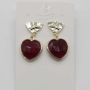 Fashion Gemstone Sweet Heart Shape Earring Gold Plating Jewelry Girl Friend Mother Day Gift