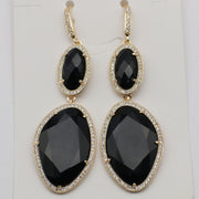 New Fashion CZ Hook Drop Earring Natural Stone Pendant Brass Plated With Cubic Zircon For Young Lady