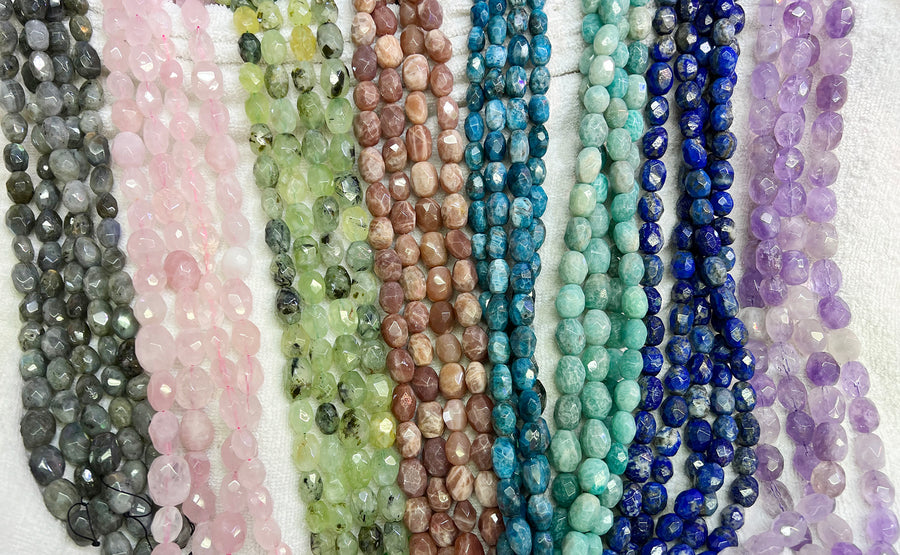 Attractive Faceted Asymetric Stone Beads Nice Necklace Strands: price for per 5 strands