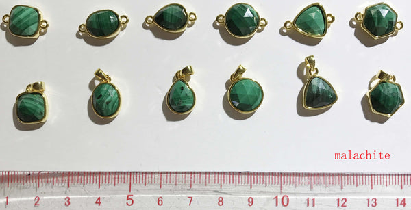 Pendant And Connector Of Natutal Malachite Price For 10 PCS