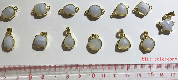 Pendant And Connector Of Natural Blue Lace Agate Price For 10 PCS