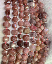 Facettierte Nugget-Perlenstränge aus Naturstein