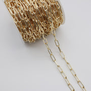 Corrente retangular de bronze de 7x17MM fio de espessura de 1,8 mm banhado a ouro para design de joias
