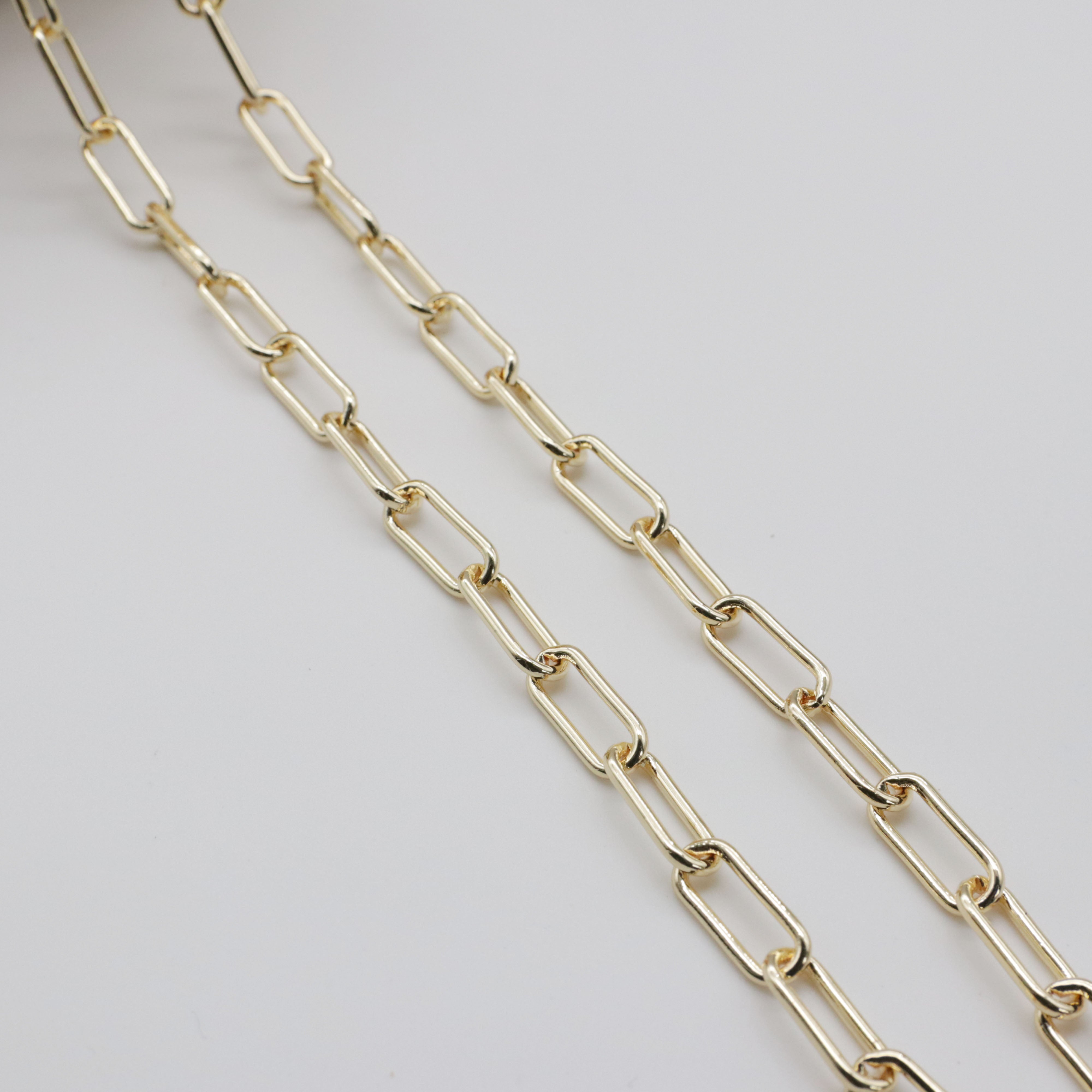 Corrente retangular de bronze de 7x17MM fio de espessura de 1,8 mm banhado a ouro para design de joias