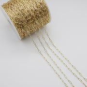 Corrente de clipe de papel retangular de latão 3,8x9,5 mm com fio de espessura de 0,87 mm banhado para acessórios de design de joias