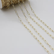 Corrente de clipe de papel retangular de latão 3,8x9,5 mm com fio de espessura de 0,87 mm banhado para acessórios de design de joias