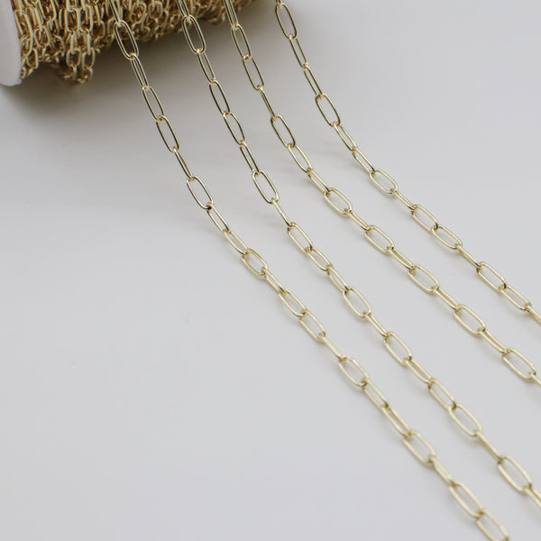 3.8x9.5MM Brass Rectangle Paper Clip Chain 0.87 mm Thickness Wire With Plated For Jewelry Design Accessories