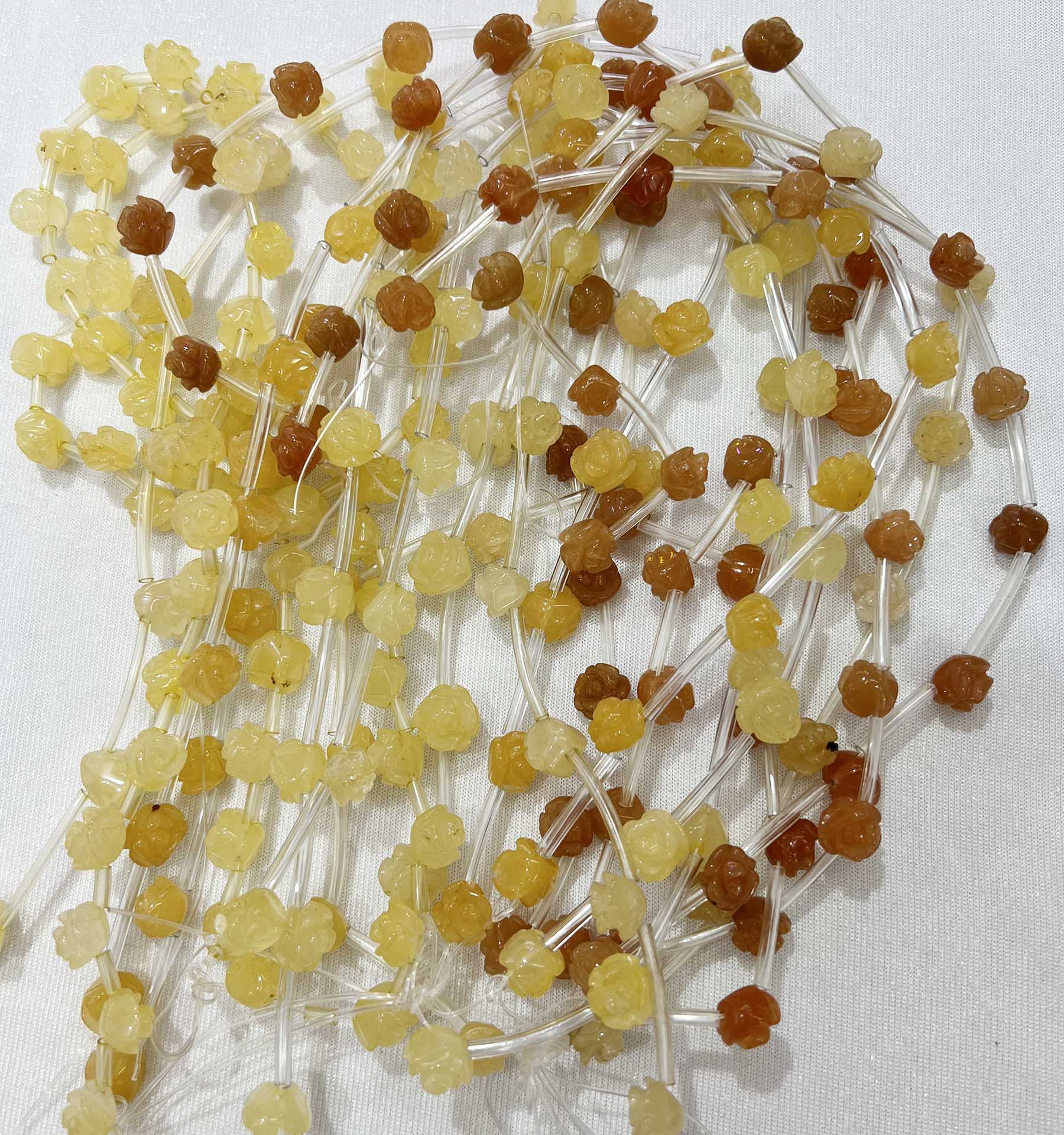 Flowers Of Natural Stones Yellow Jade Attractting For Necklaces Bracelets Earrings