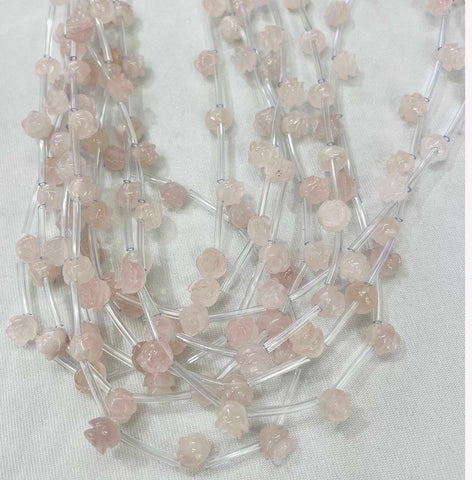 Flowers Of Natural Stones Rose Quartz Attractting For Necklaces Bracelets Earrings
