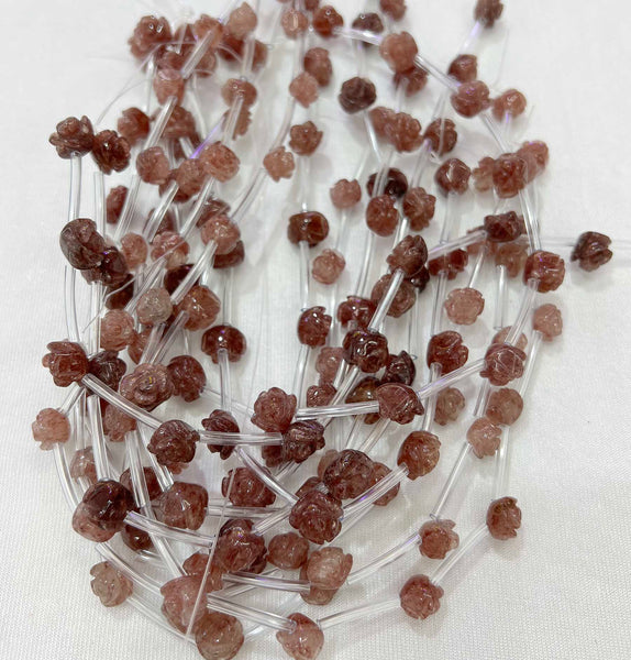 Flowers Of Natural Stones Strawberry Quartz Attractting For Necklaces Bracelets Earrings