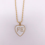Heart Pendant With Letter  Necklace Fashion Brass Twist Chian Price For 5 pcs