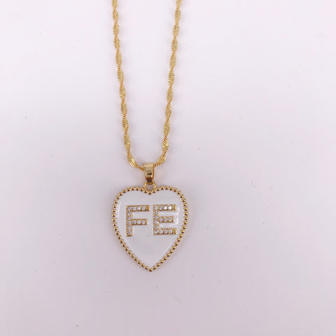 Heart Pendant With Letter  Necklace Fashion Brass Twist Chian: price for per 5 pcs