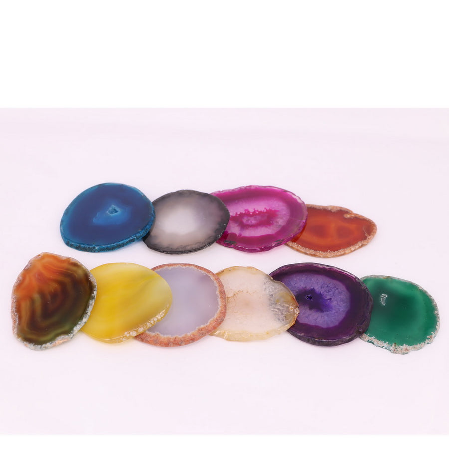 Agate colorée dalles 50-60mm diamètre 4-5mm épaisseur bijoux pendentif matériel de décoration