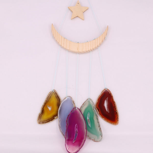 Aeolian Bell  Star Moon Door Bell  Colorful Agate bell House Decoration
