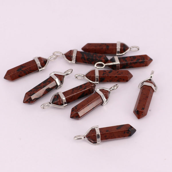 Natural Stone Hexagonal Pendant Jewelry Design Choker Silver Plated Price For 10 PCS