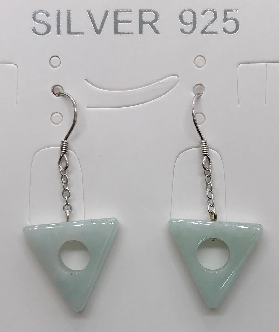 Sterling silver earring with natural stone Hetian Jade