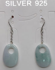 Sterling silver earring with natural stone Hetian Jade