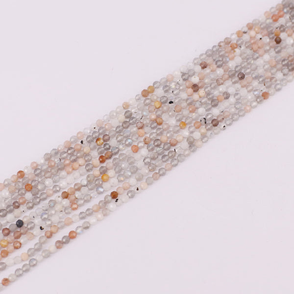 2 MM Round Natural Stone Beads Faceted Price Of 5 Strands For Jewelry Design Material Earring Necklace Bracelet Choker West European Style: price for per 5 strands