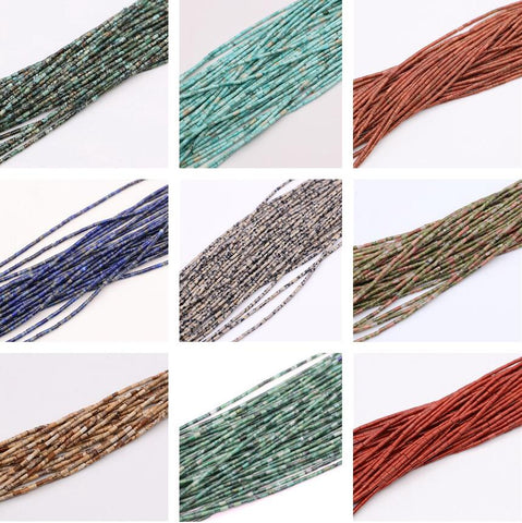 2x4 MM Natural Stone Round Tube Gemstone Pipe Loose Beads For Jewelry Design Material: price for per 5 strands