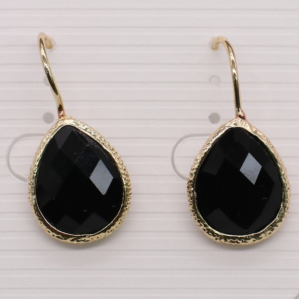 Fashion Classic Natural Stone Drop Hook Earring Brass Plated For Young Lady Girl Gift Leisure Style
