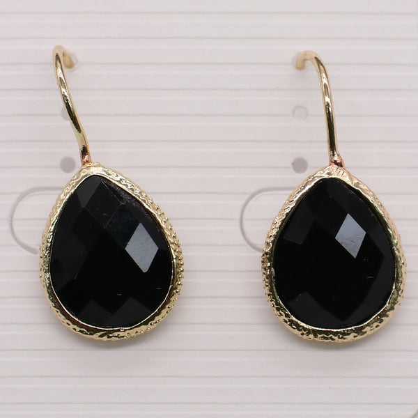 Drop Earring Natural Stone Brass Base With Gold Plated