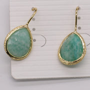 Drop Earring Natural Stone Brass Base With Gold Plated