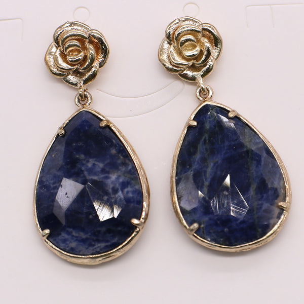 Fashion Classic Natural Stone Drop Earring Brass Rose Plated For Young Lady Girl Gift