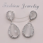 Fashion Simple Earring Stud Cat Eye Stone Brass Plated With Cubic Zircon For Office Lady