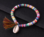 Bracelet fantaisie coquillage cauri multicolore