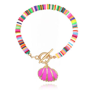 Joli bracelet cauri multicolore et polymère