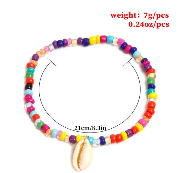 Bracelet de cheville bohème multicolore