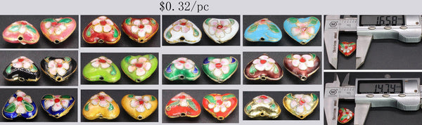 Multi Color Enamel Beads Heart Shape Price For 10 PCS